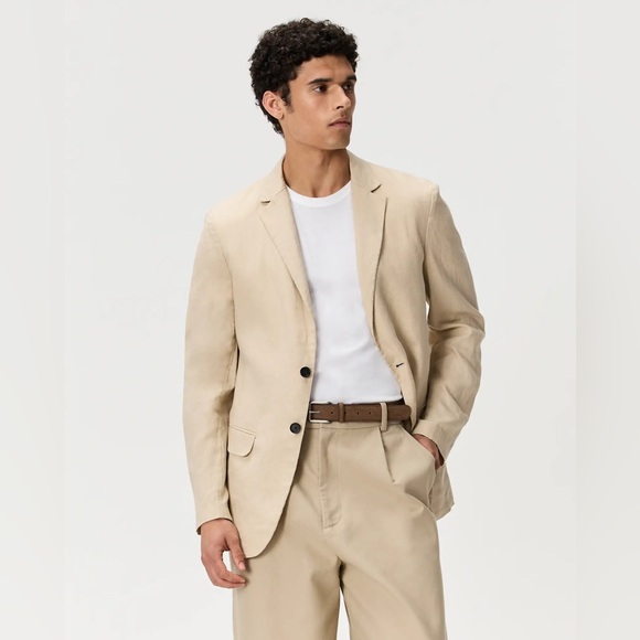 NWT Quince 100% European Linen Blazer Men’s XL Driftwood Tan Preppy Casual